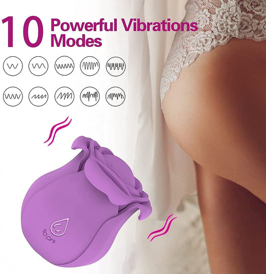 10-Mode Rose Clitoral Stimulator with Silky Silicone - Discreet & Rechargeable