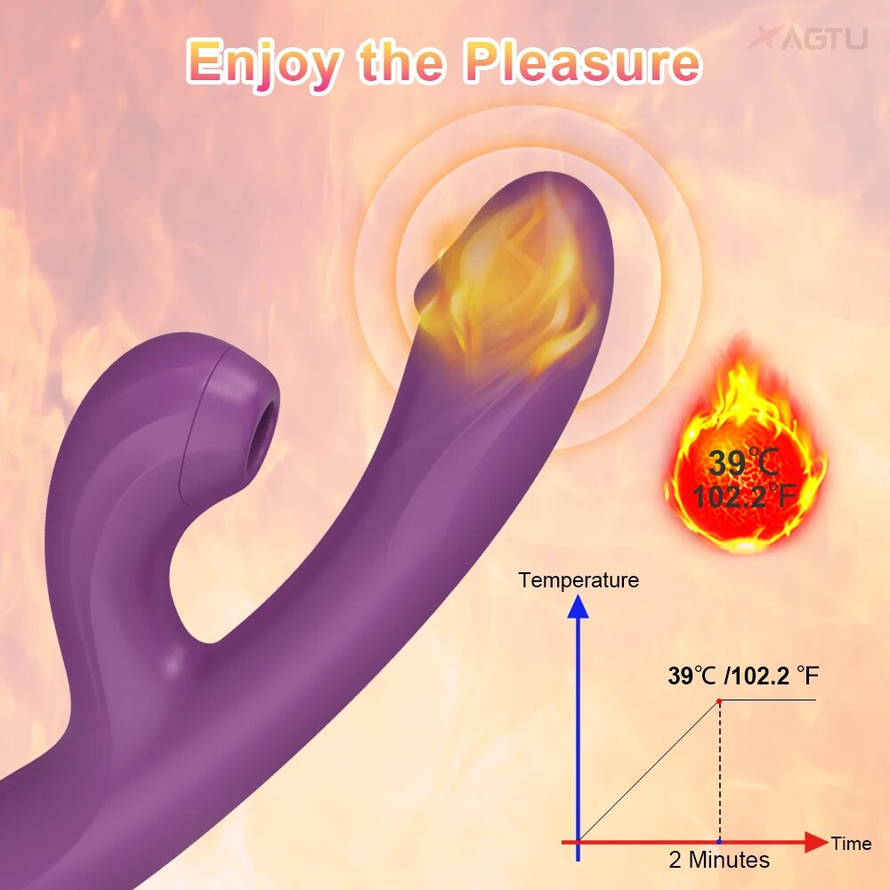 Clitoral Sucking G-spot Vibrator Dildo with Heating Function - HeartCaptor