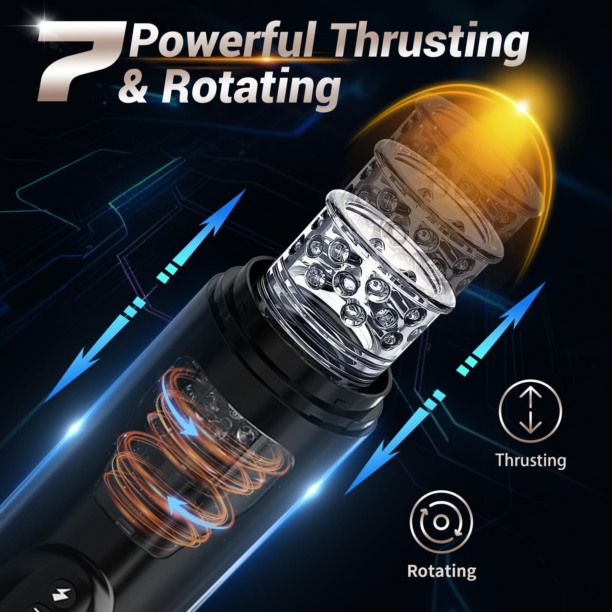 7 Thrusting & Vibrating Modes Male Masturbator Cup for Hands Free Game - HeartCaptor