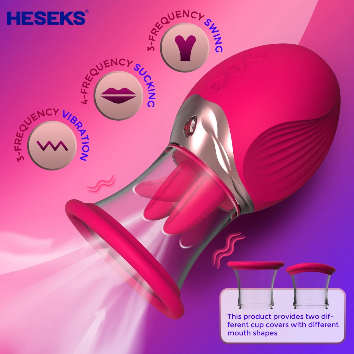 HESEKS Rose Clit Sucker with Tongue Licking Vacuum Toy for Women - HeartCaptor