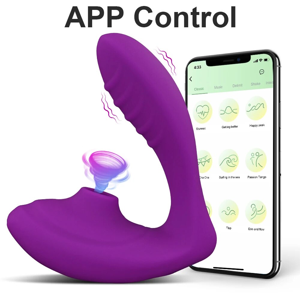 APP Bluetooth Vagina Sucking Vibrator 20 Modes Clitoris Stimulator - HeartCaptor