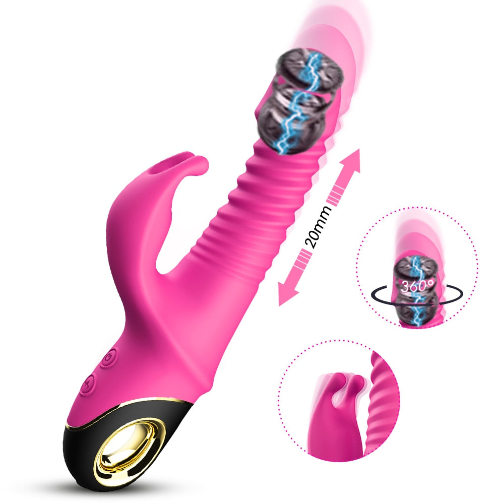 2022 Rabbit Thrusting Vibrator with Rotating Functions - HeartCaptor