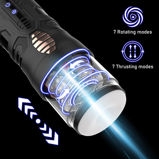 High-Speed Rotating Male Masturbator with 7 Modes and Suction Base