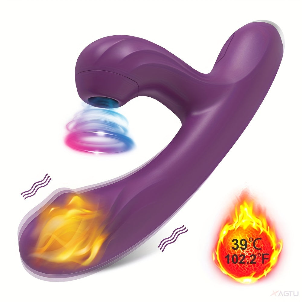 Heating G-Spot Vibrator with Suction Clitoris Massage Stick - HeartCaptor