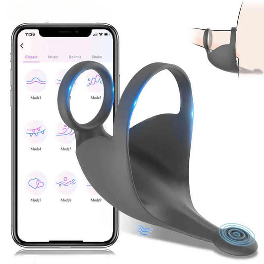 Bluetooth Penis Ring Vibrator for Men Masturbator Chastity App Control - HeartCaptor