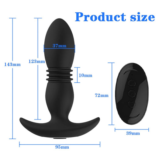 Silicone Remote Control Vibrating & Thrusting Anal Plug - HeartCaptor