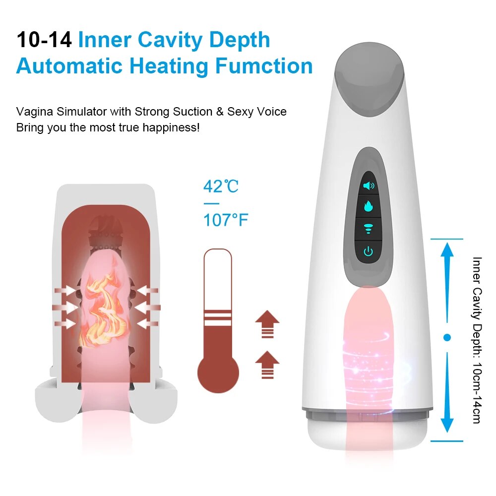 Male Automatic Sucking Masturbation Cup with Heating and Vibrating Functions - HeartCaptor