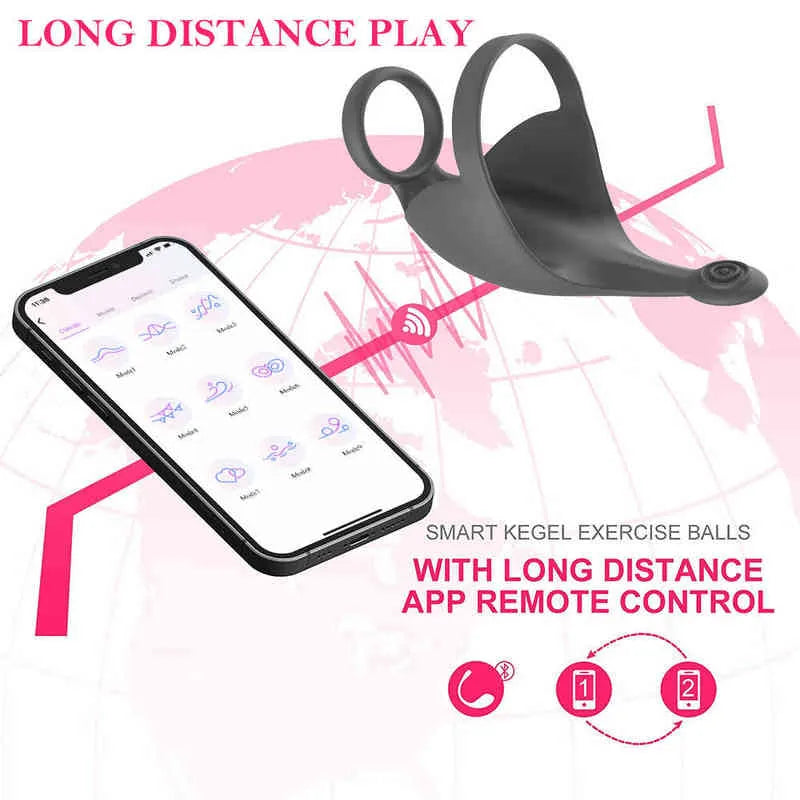 Bluetooth Penis Ring Vibrator for Men Masturbator Chastity App Control - HeartCaptor