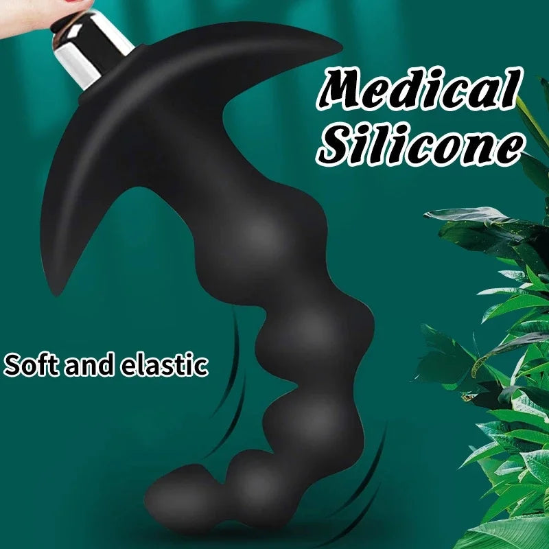 Silicone Vibrating Anal Beads Butt Plug - HeartCaptor