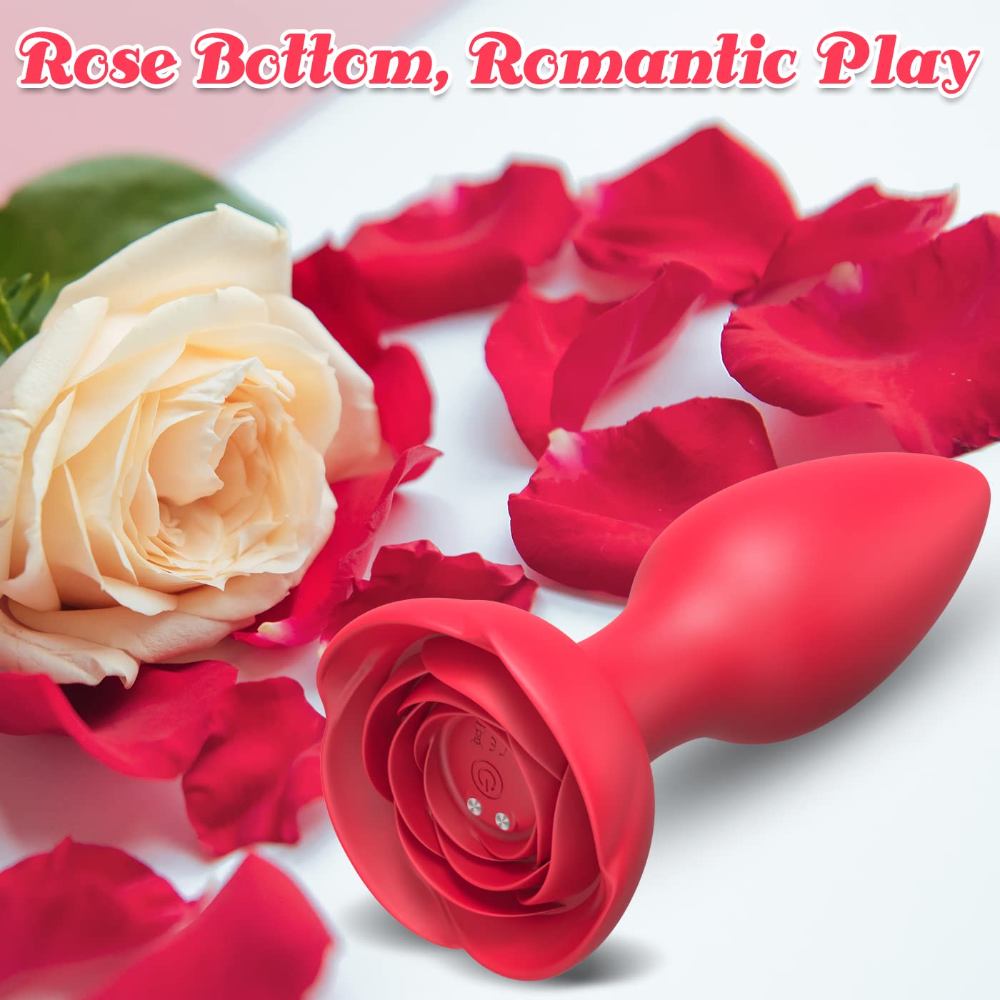 Silicone Rose Butt Plug with Remote Control Vibrator - HeartCaptor