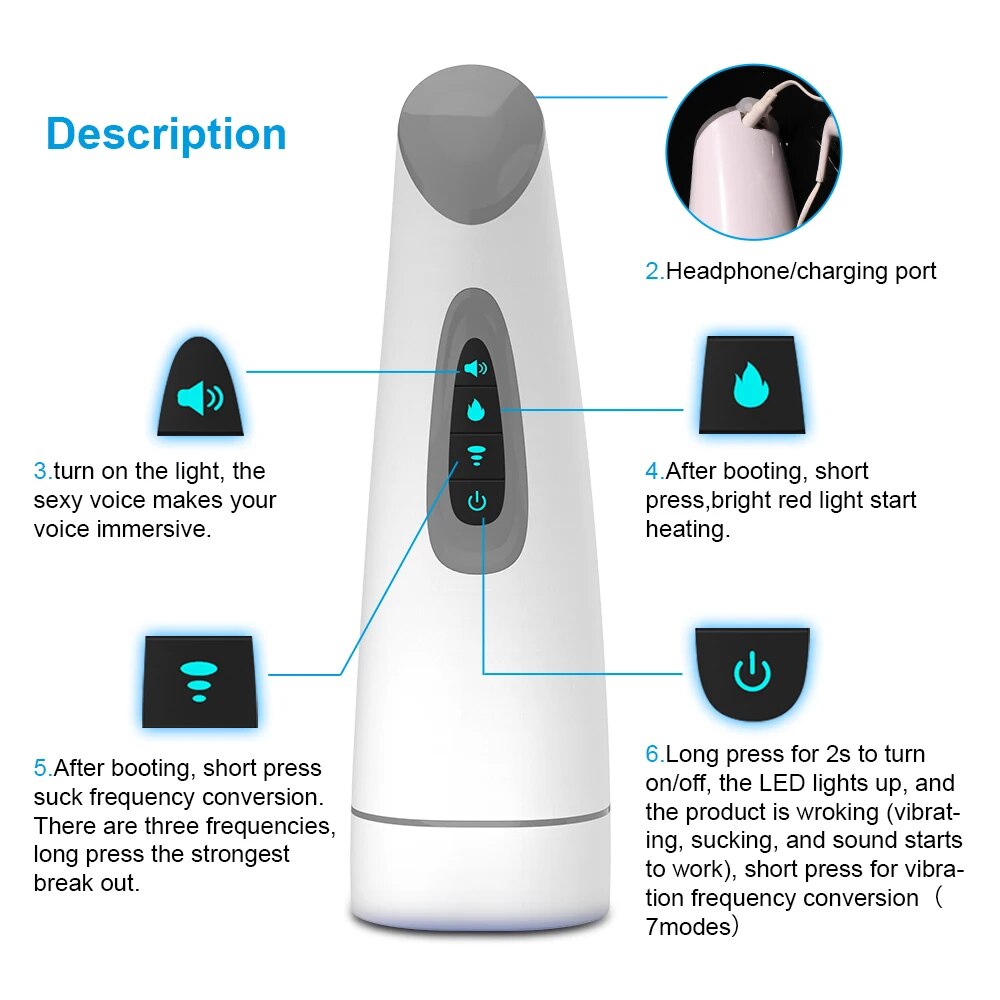 Male Automatic Sucking Masturbation Cup with Heating and Vibrating Functions - HeartCaptor