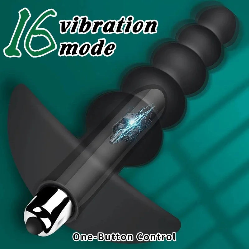 Silicone Vibrating Anal Beads Butt Plug - HeartCaptor